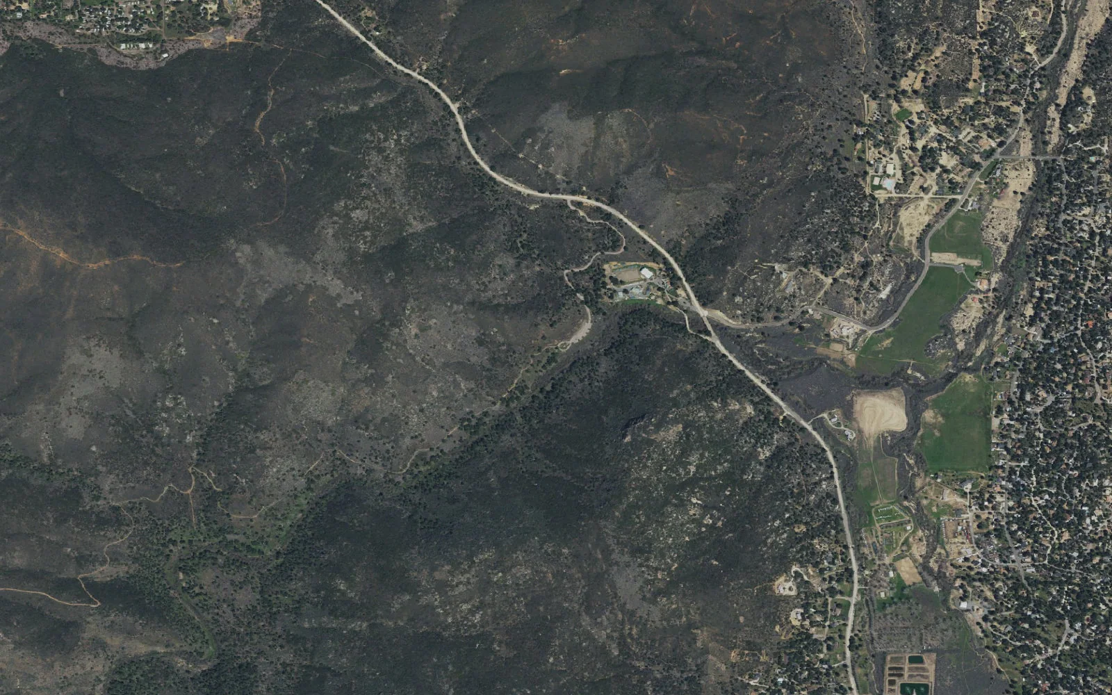 Aerial view centered on Pine Creek Trailhead