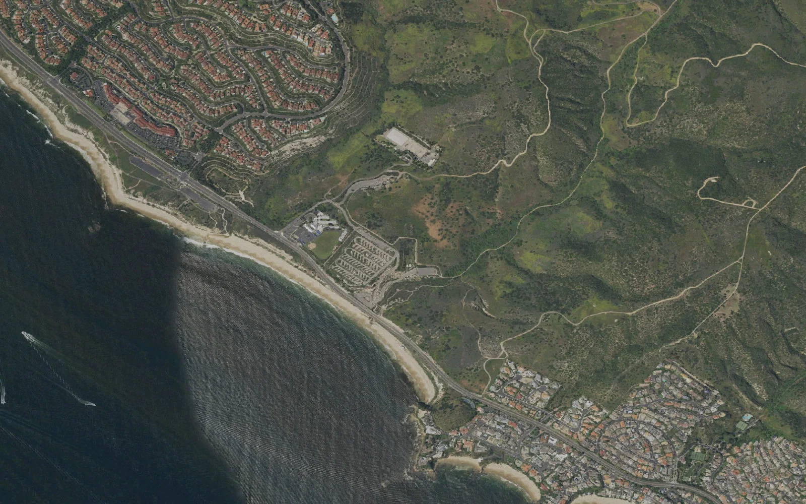 Aerial view centered on El Moro Visitor Center Trailhead