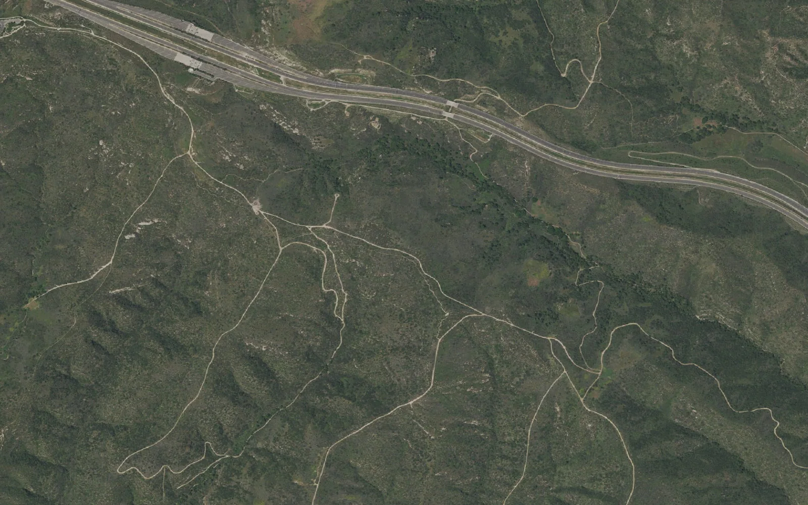 Aerial view centered on Ridge Park Trailhead