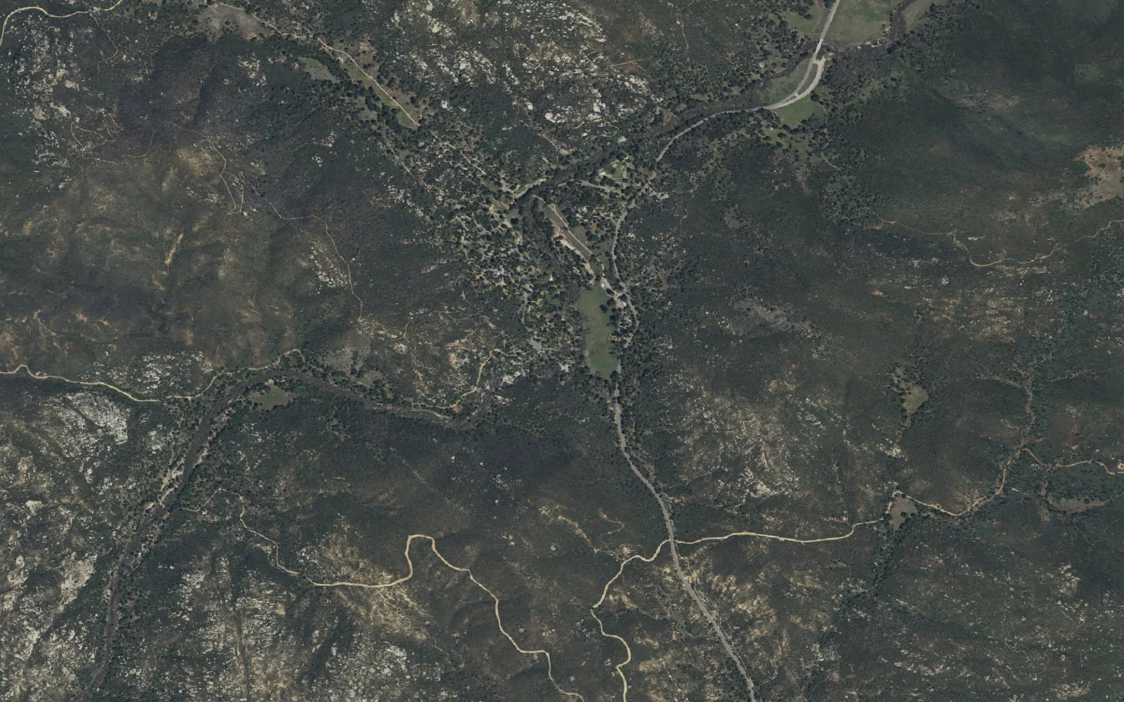 Aerial view centered on Green Valley Trailhead