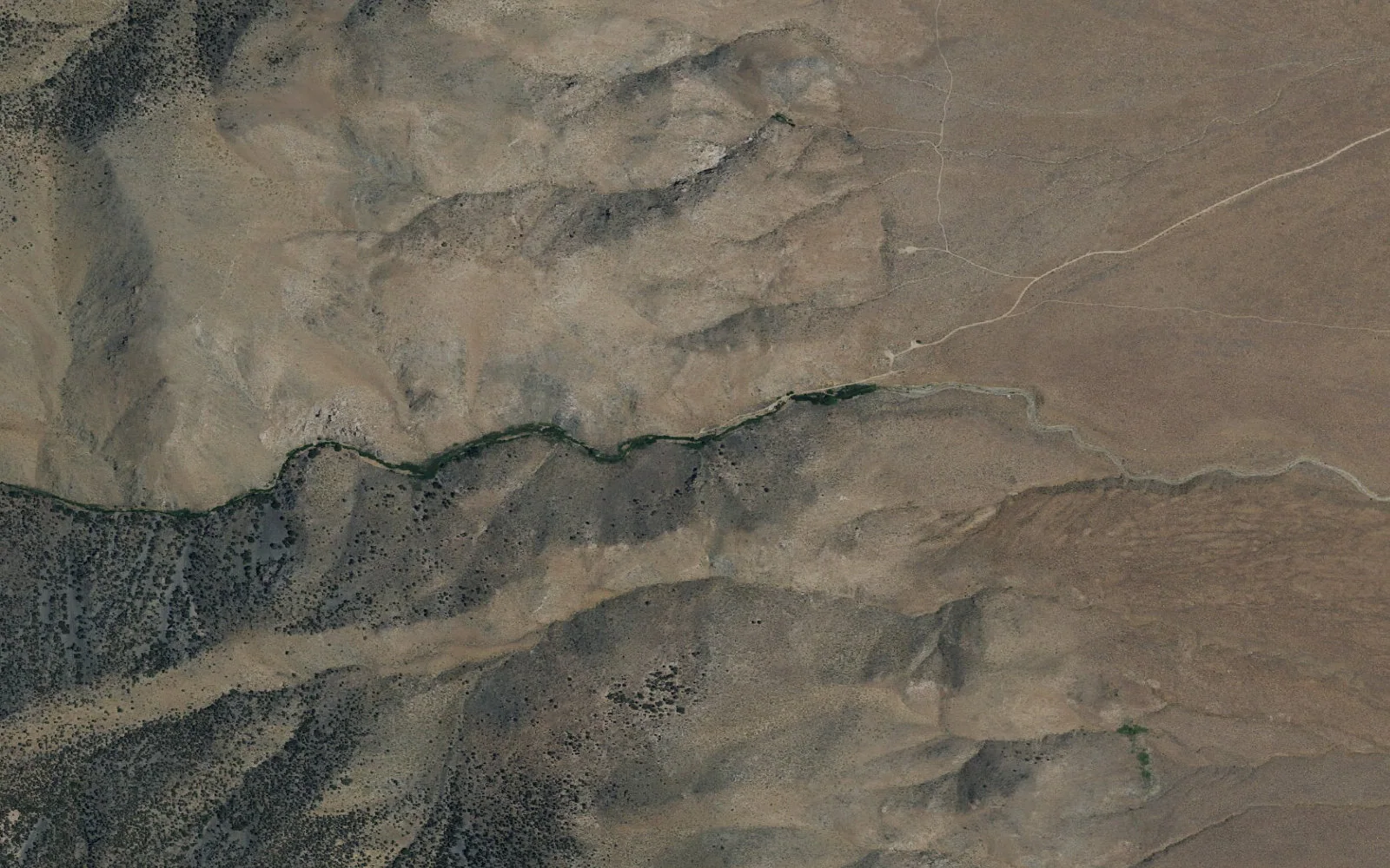Aerial view centered on Haiwee Pass Trailhead