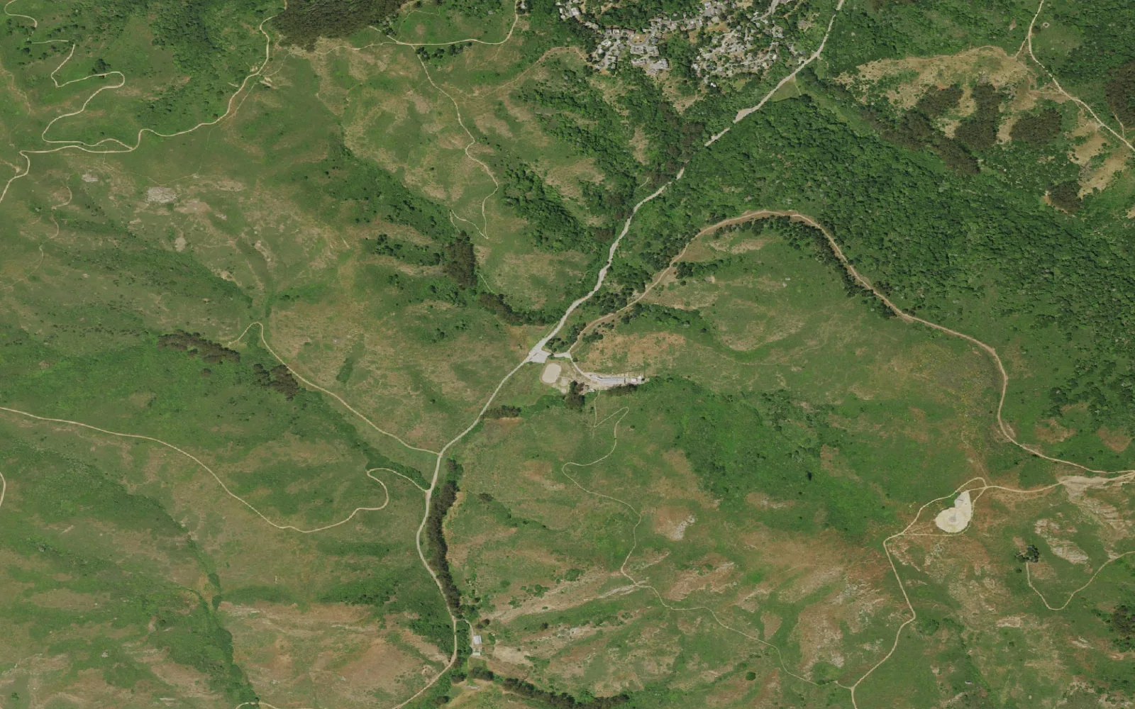 Aerial view centered on Tennessee Valley Trailhead