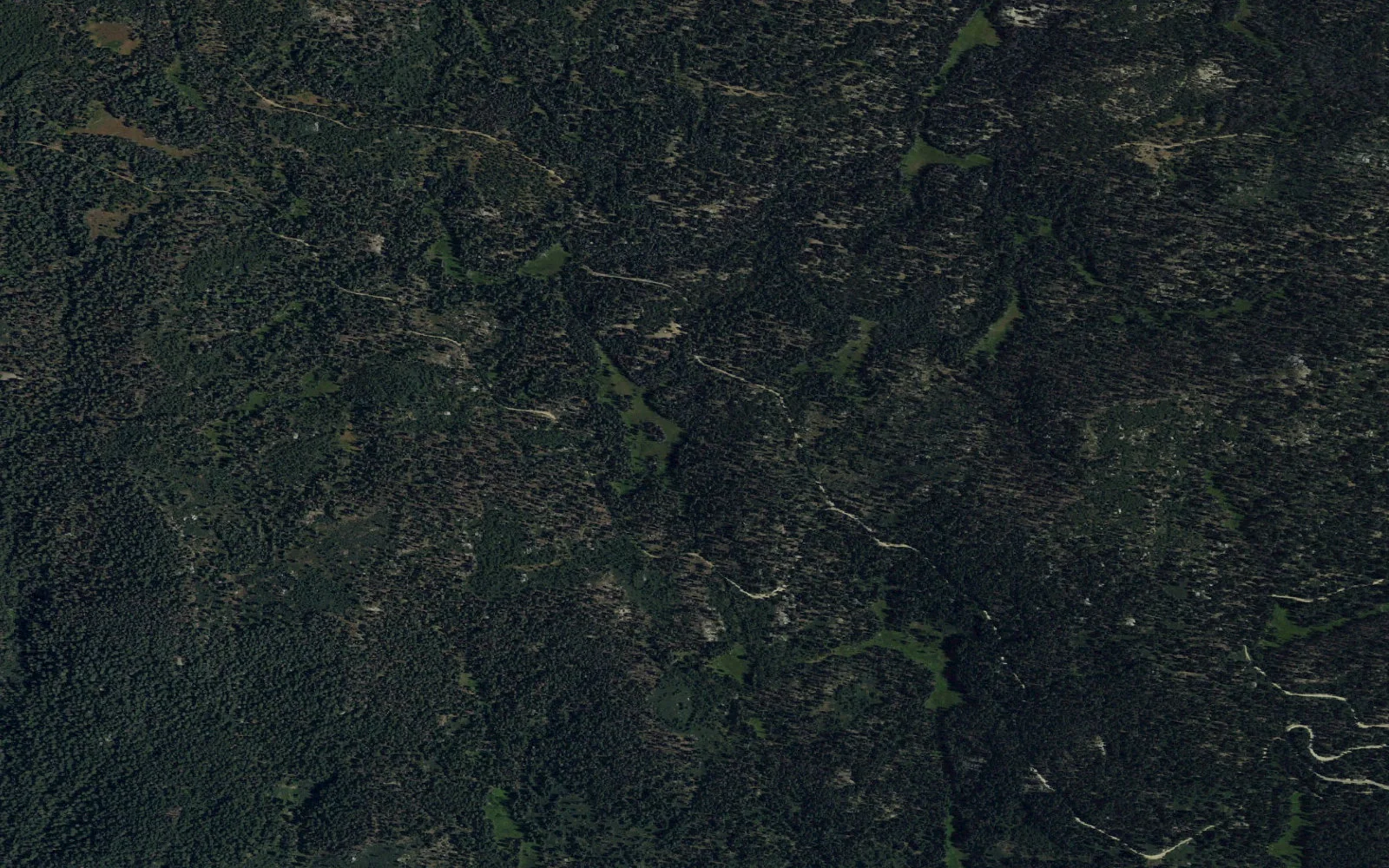 Aerial view centered on Clicks Creek Trailhead