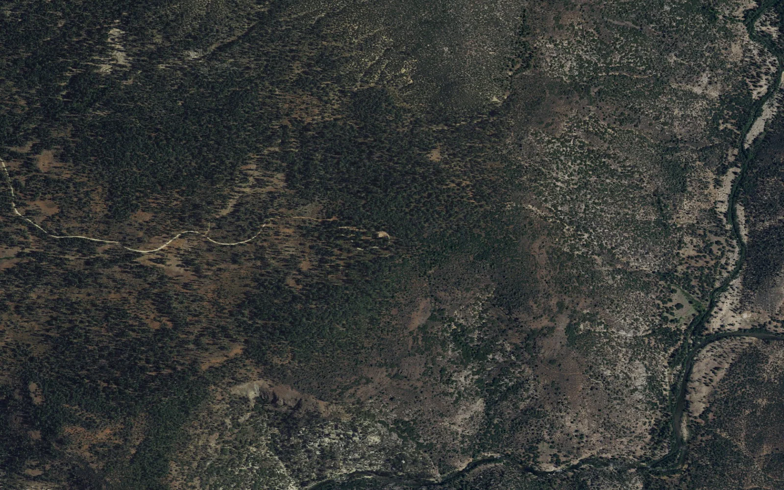 Aerial view centered on Forks of the Kern Trailhead