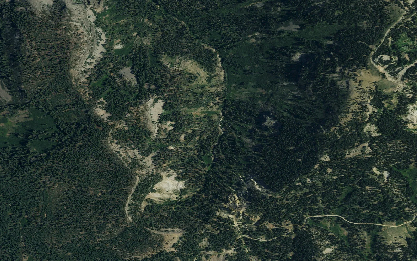 Aerial view centered on Powderhorn Trailhead