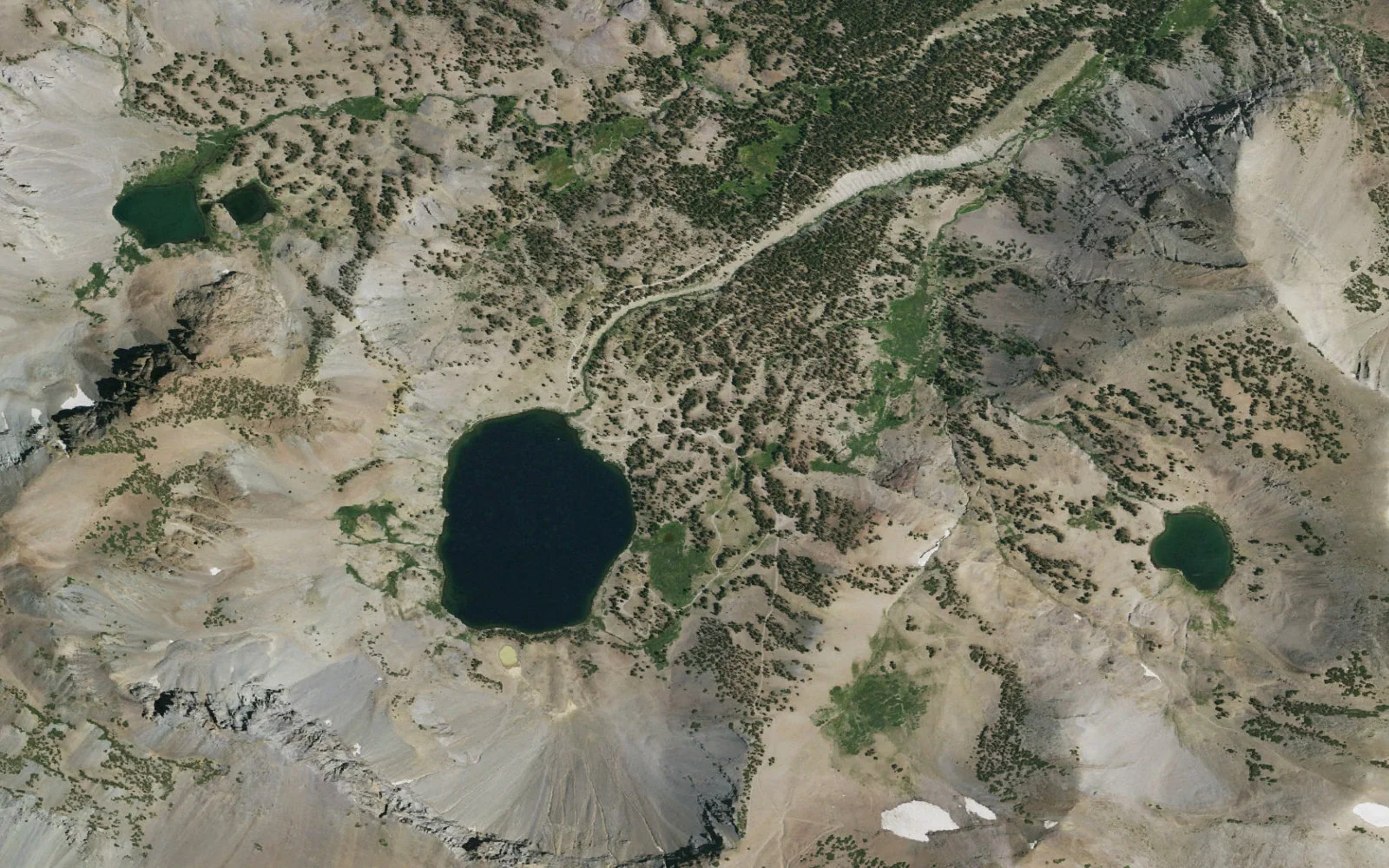 Aerial view centered on Leavitt Lake Trailhead