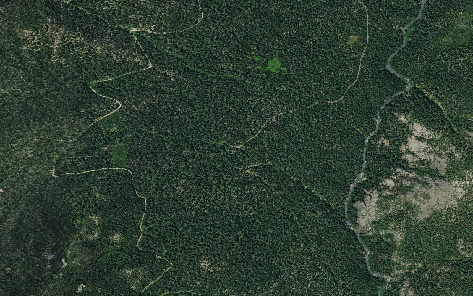 Aerial view centered on Mill Creek Trailhead