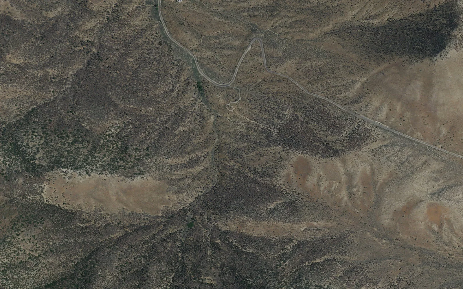 Aerial view centered on Walker Pass Trailhead