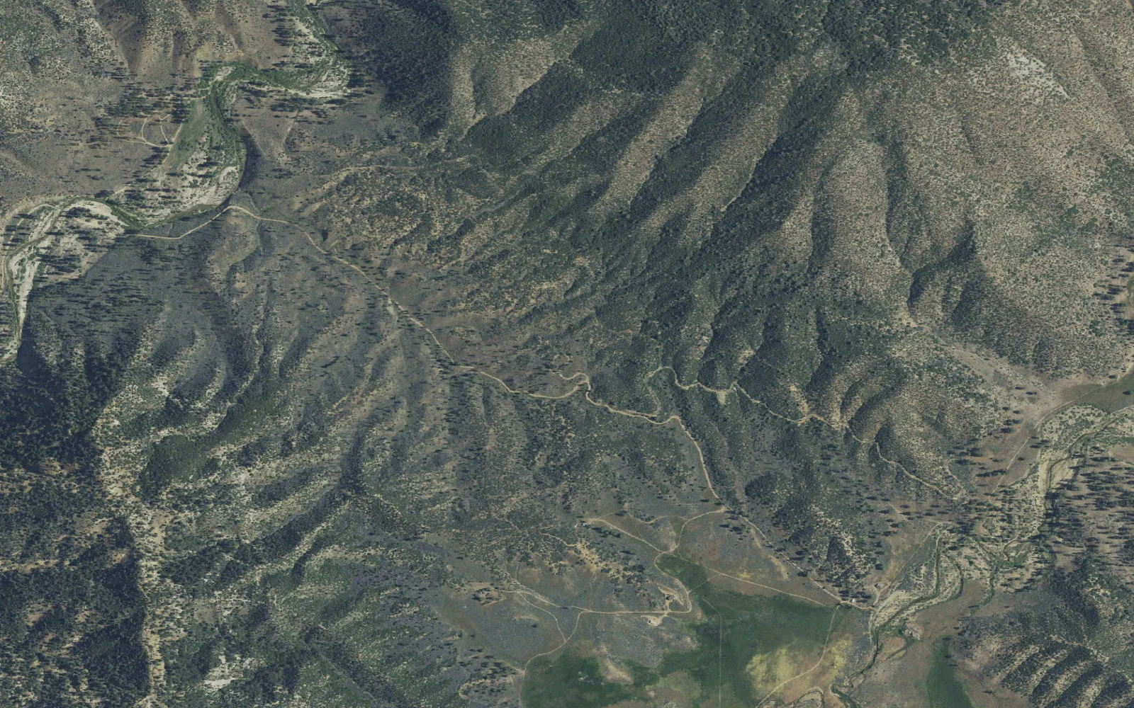 Aerial view centered on Johnston Ridge Trailhead