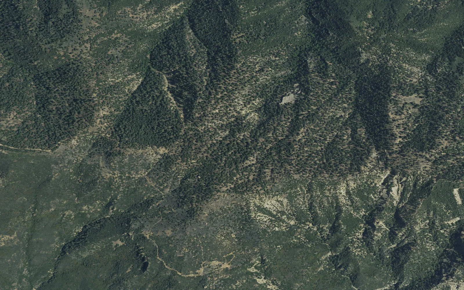 Aerial view centered on Reyes Peak Trailhead