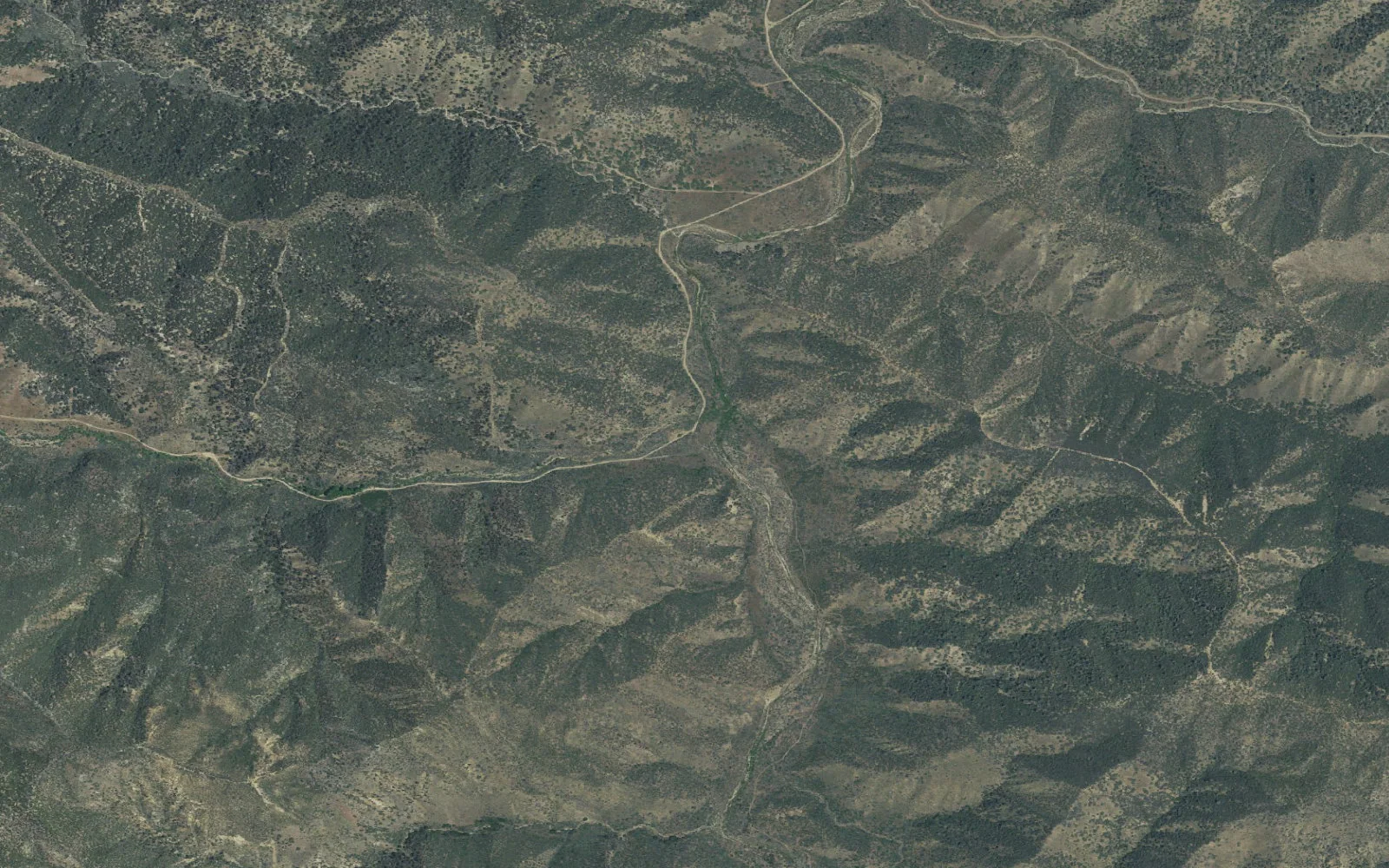 Aerial view centered on Santa Barbara Canyon Trailhead