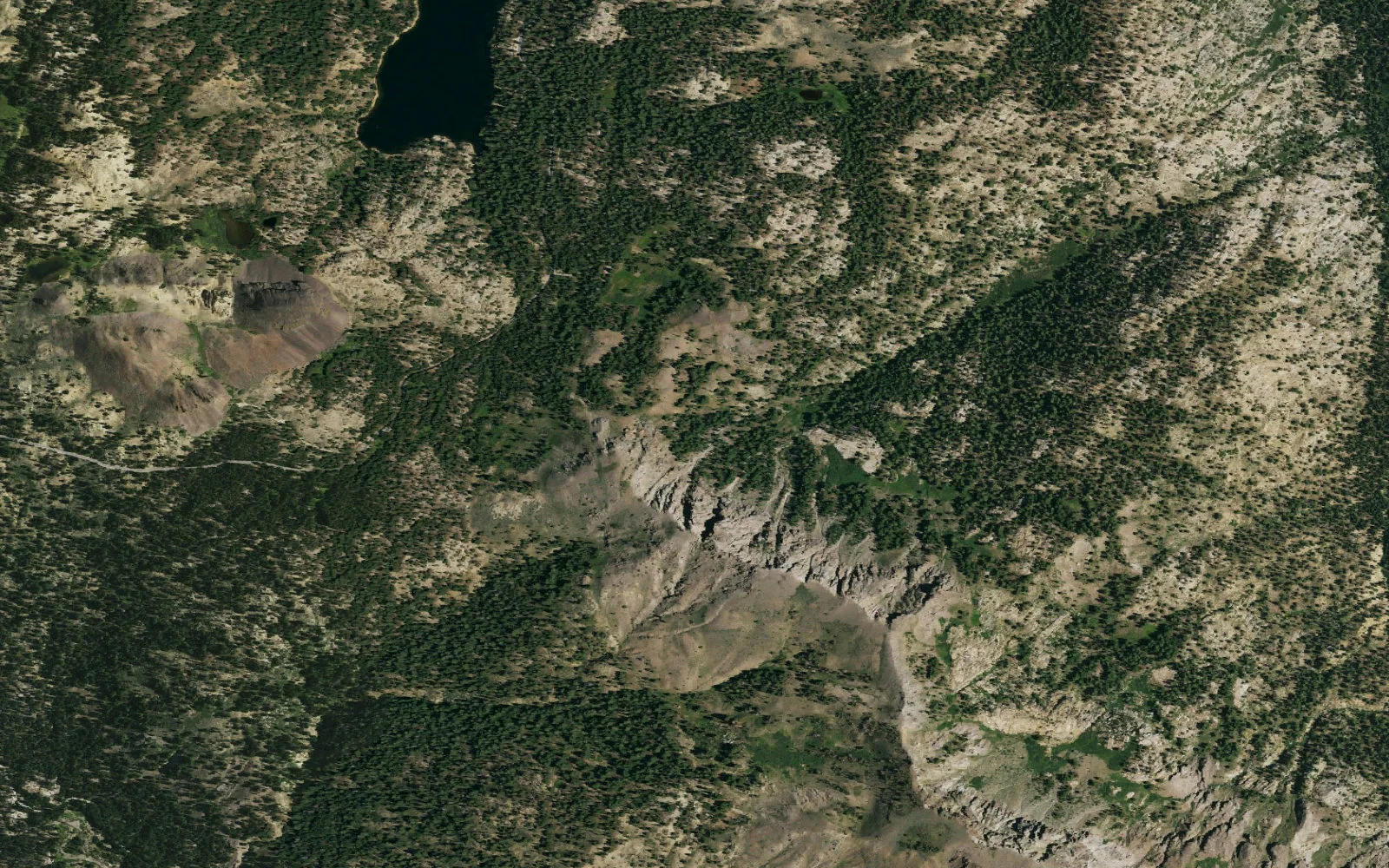 Aerial view centered on Ebbetts Pass Trailhead
