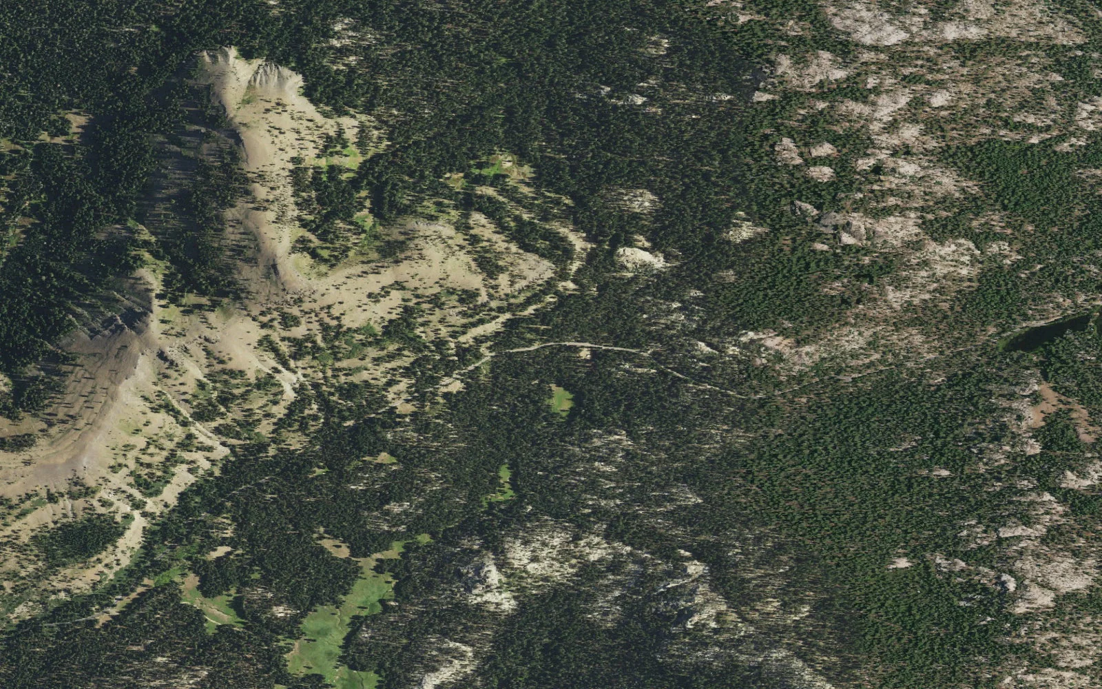 Aerial view centered on Sandy Meadow Trailhead