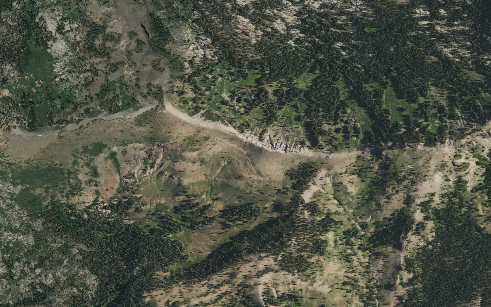 Aerial view centered on Underwood Valley Trailhead