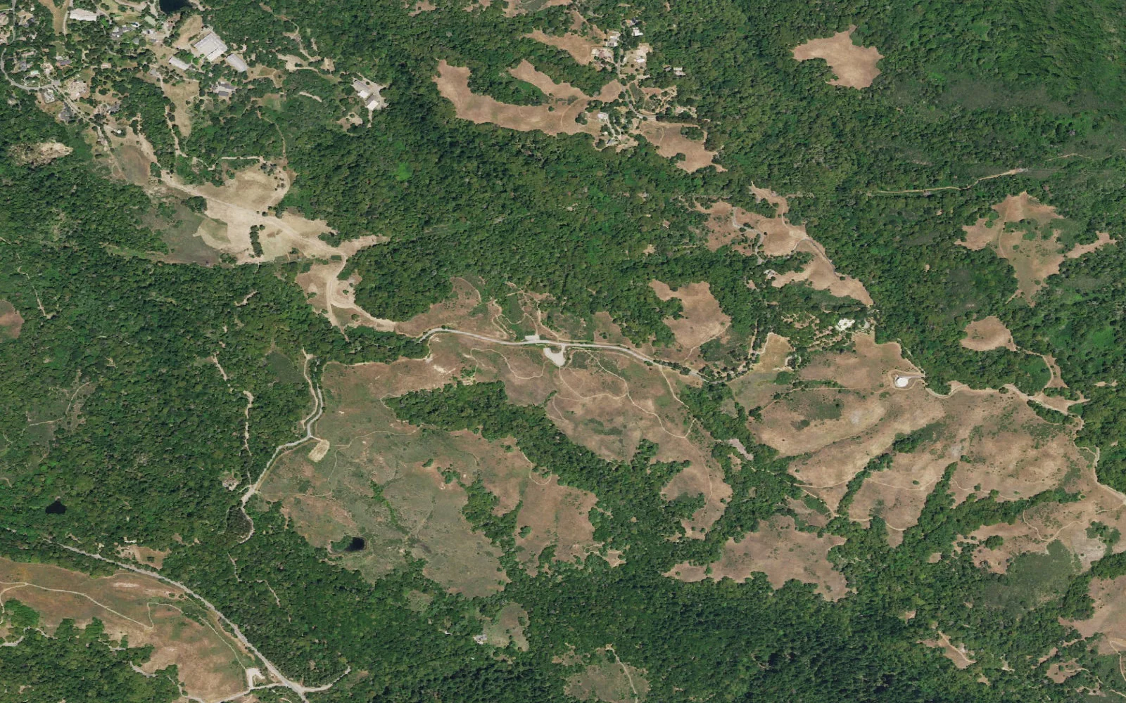 Aerial view centered on Monte Bello Page Mill Road Trailhead