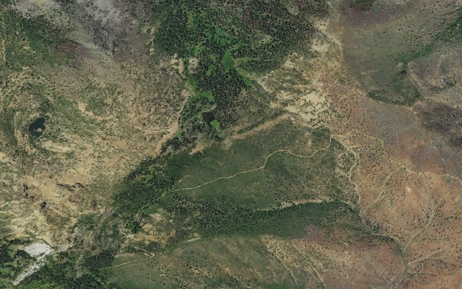 Aerial view centered on Horse Camp Trailhead