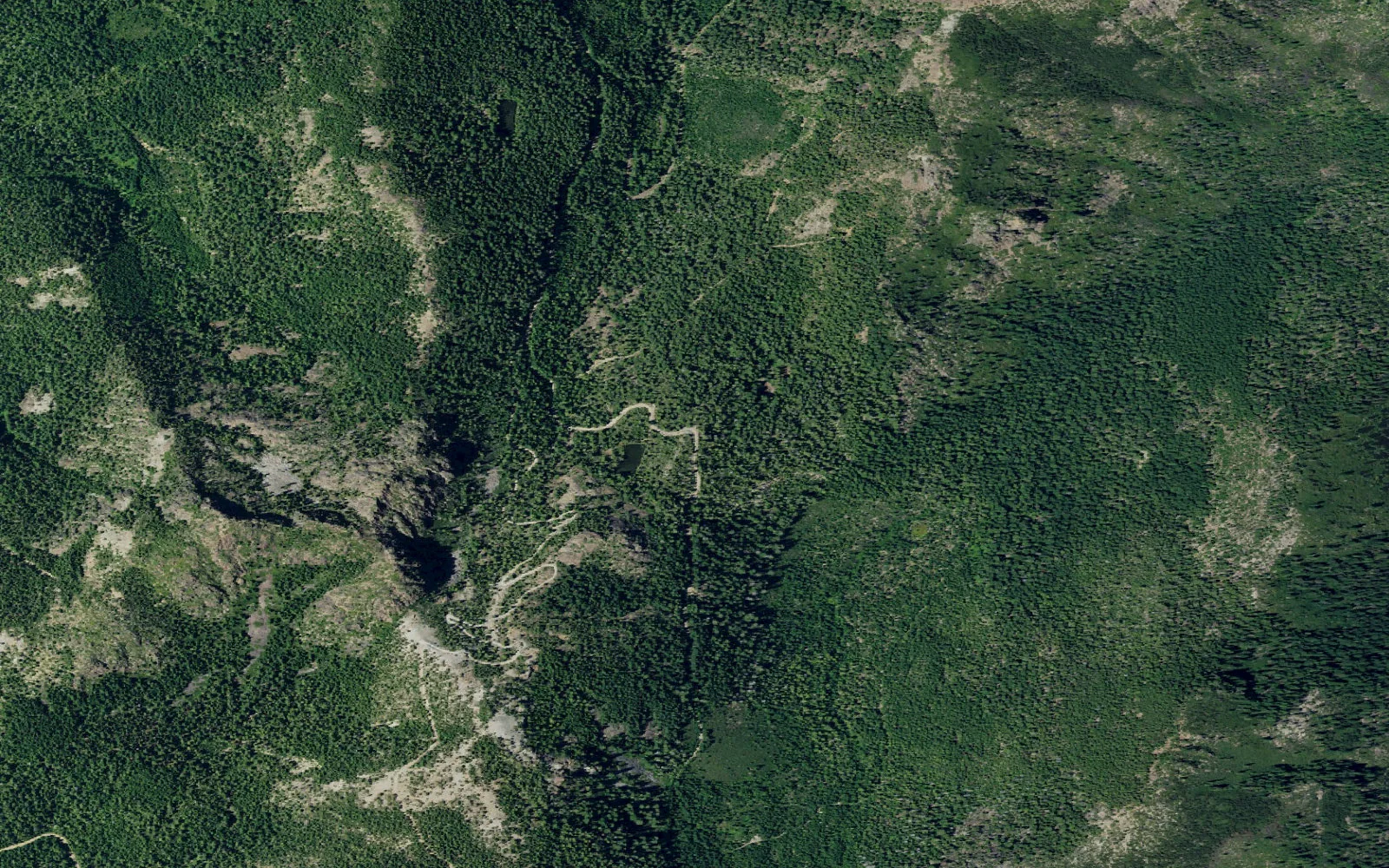 Aerial view centered on Sanger Creek Trailhead