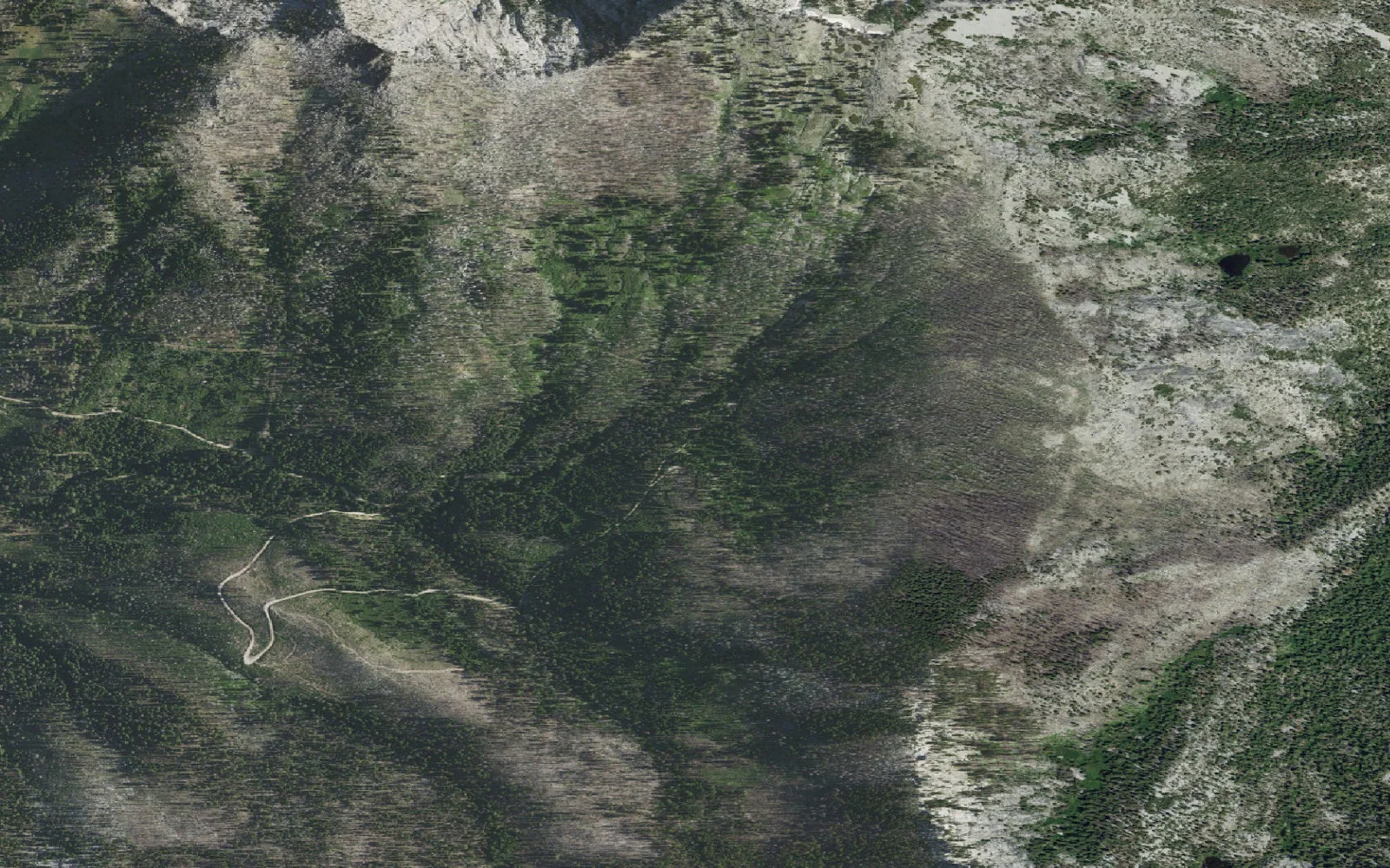 Aerial view centered on Music Creek Trailhead