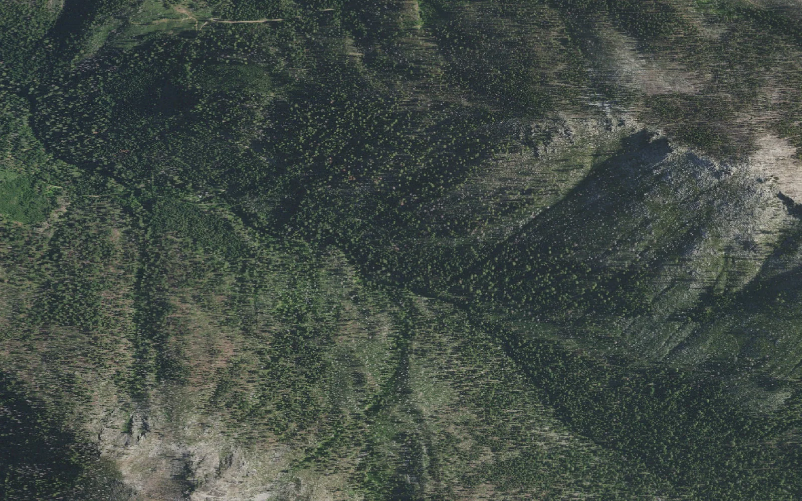 Aerial view centered on South Russian Trailhead