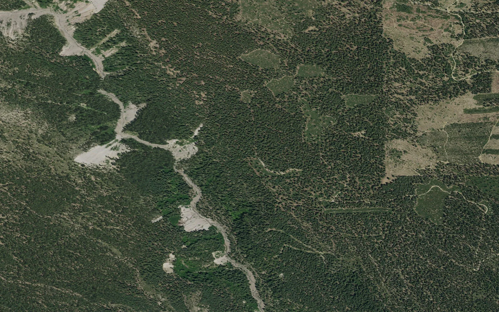 Aerial view centered on Clear Creek Trailhead