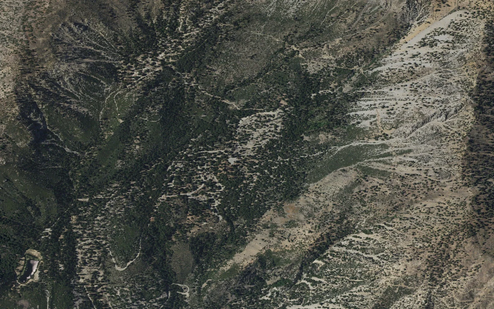 Aerial view centered on Windy Gap Trailhead