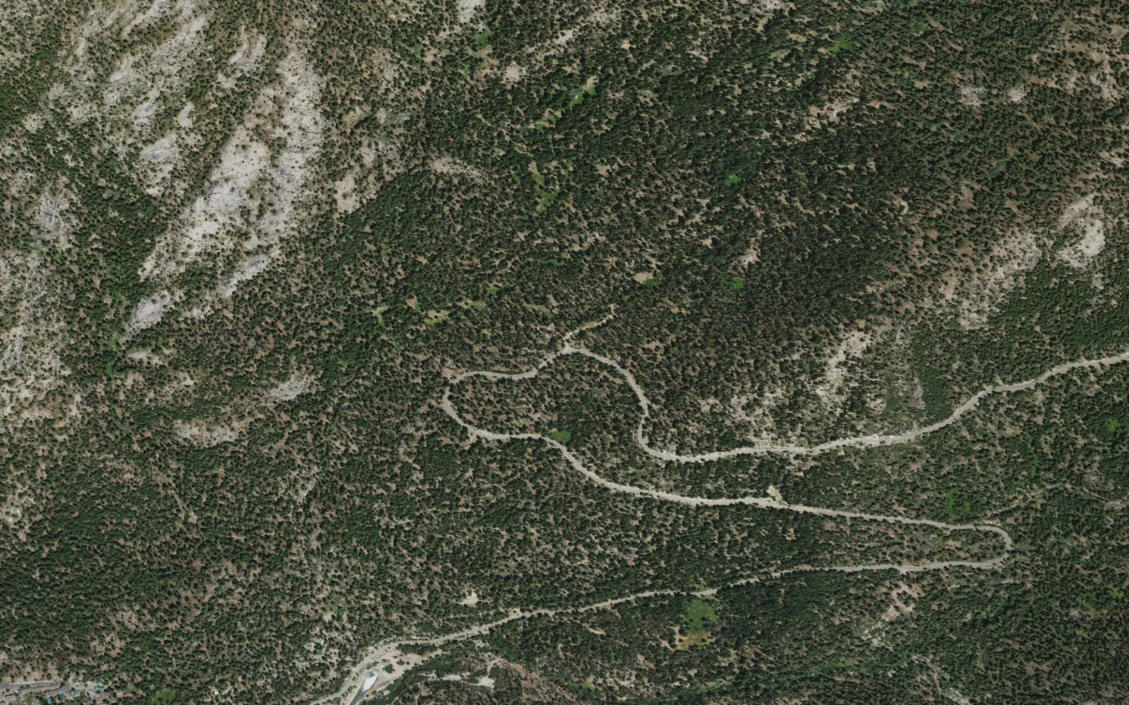 Aerial view centered on Potter Pass Trailhead