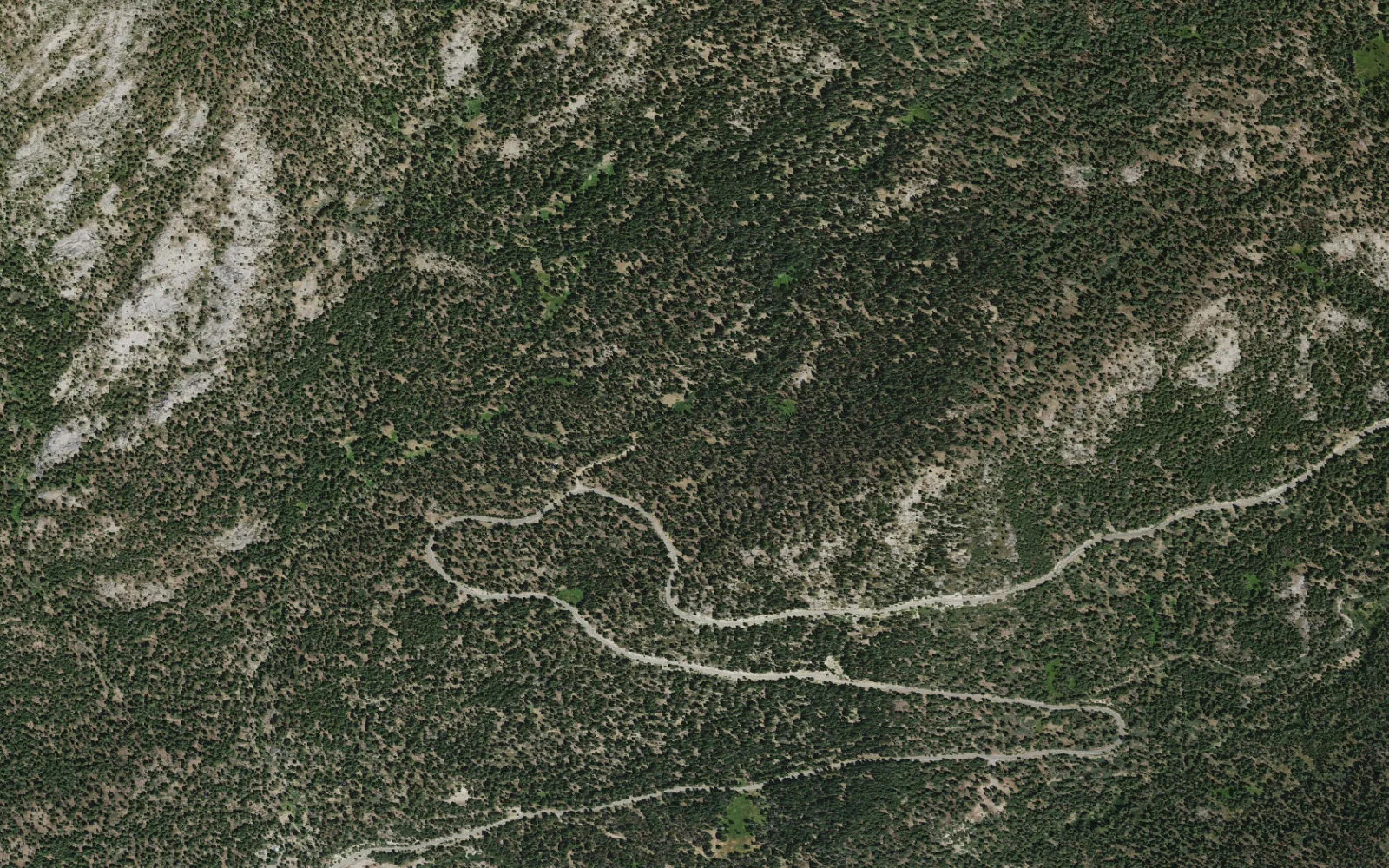 Aerial view centered on Potter Cut-off Trailhead