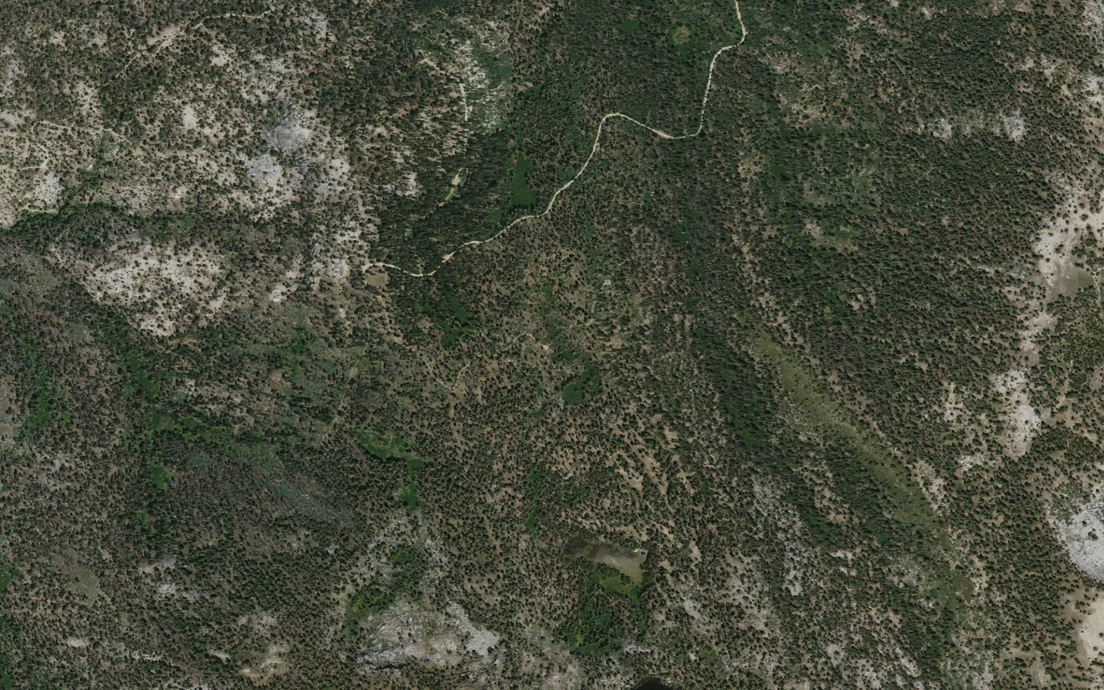 Aerial view centered on Pryor Trailhead