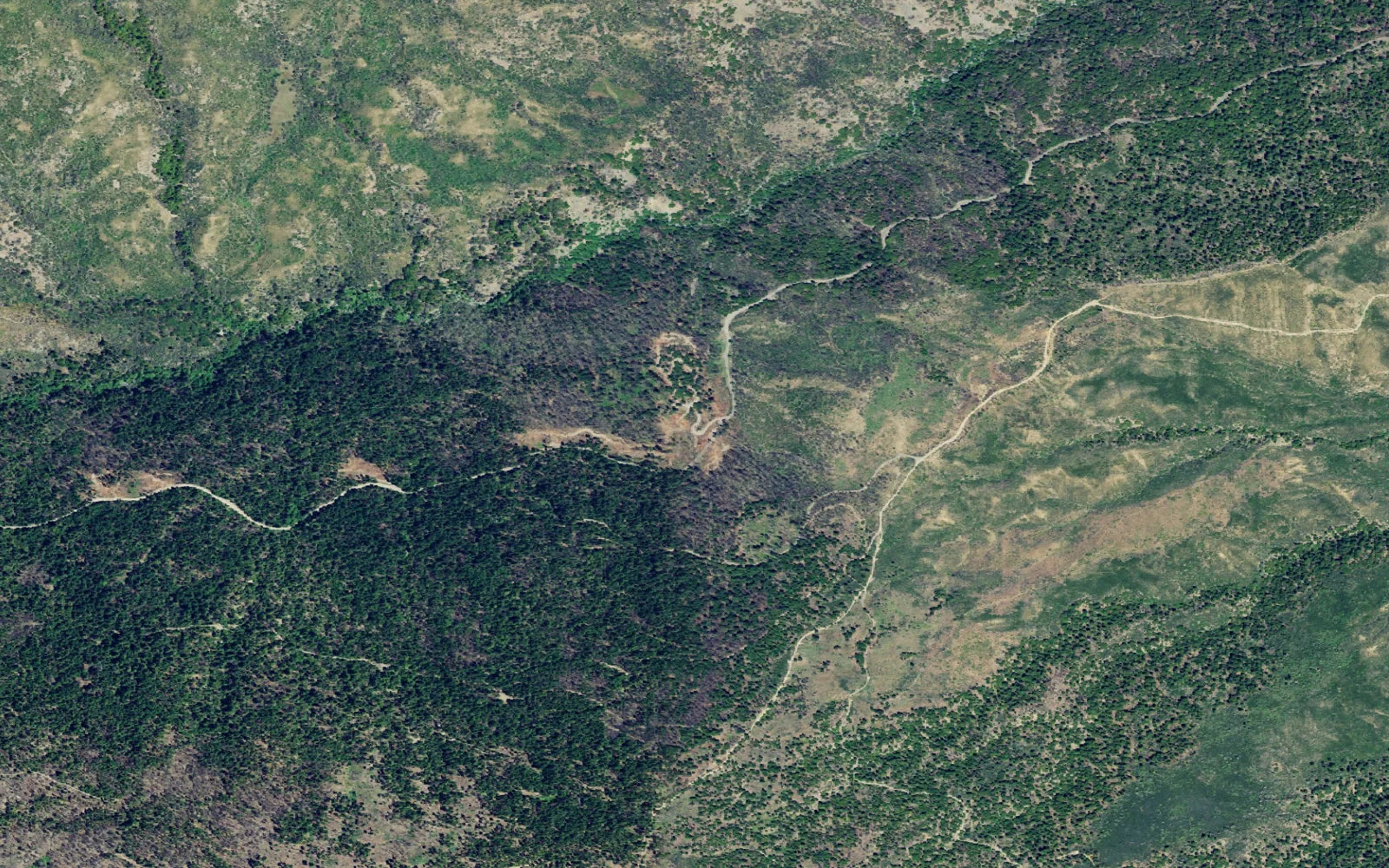 Aerial view centered on Dixie Glade Trailhead