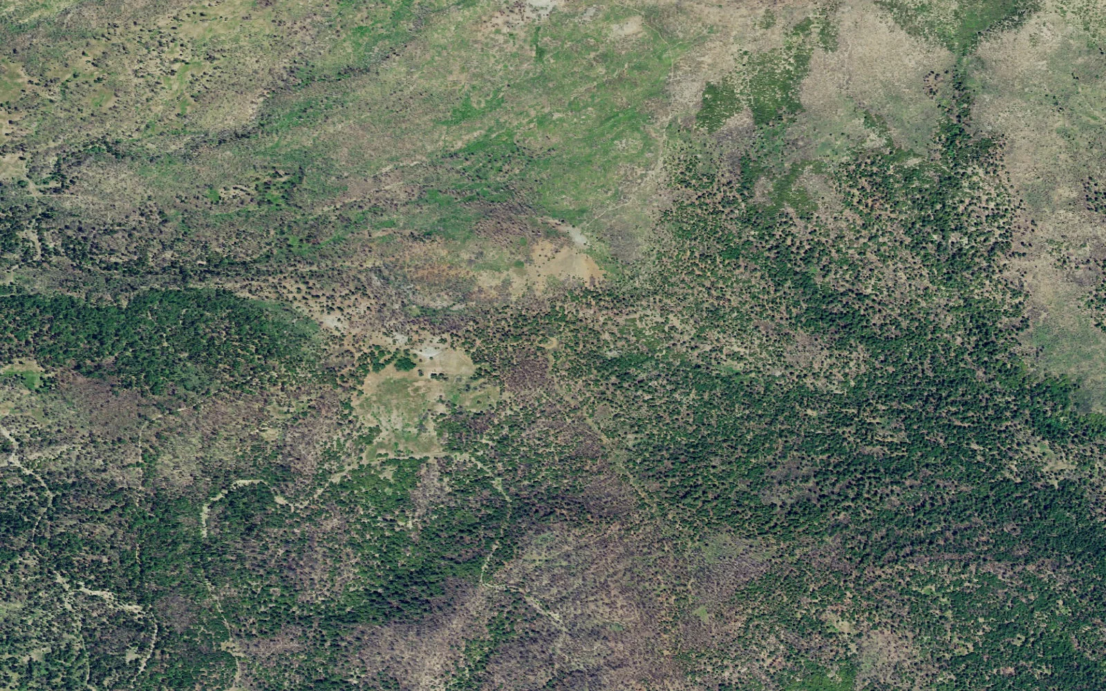 Aerial view centered on Summit Springs Trailhead