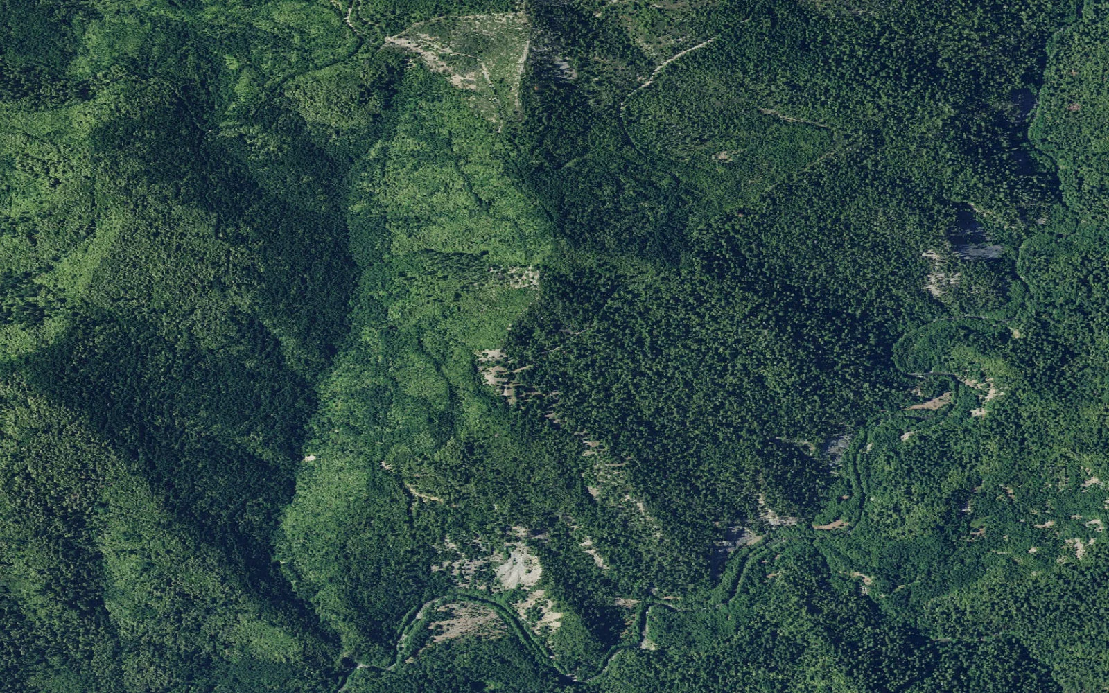 Aerial view centered on Gunbarrel Trailhead