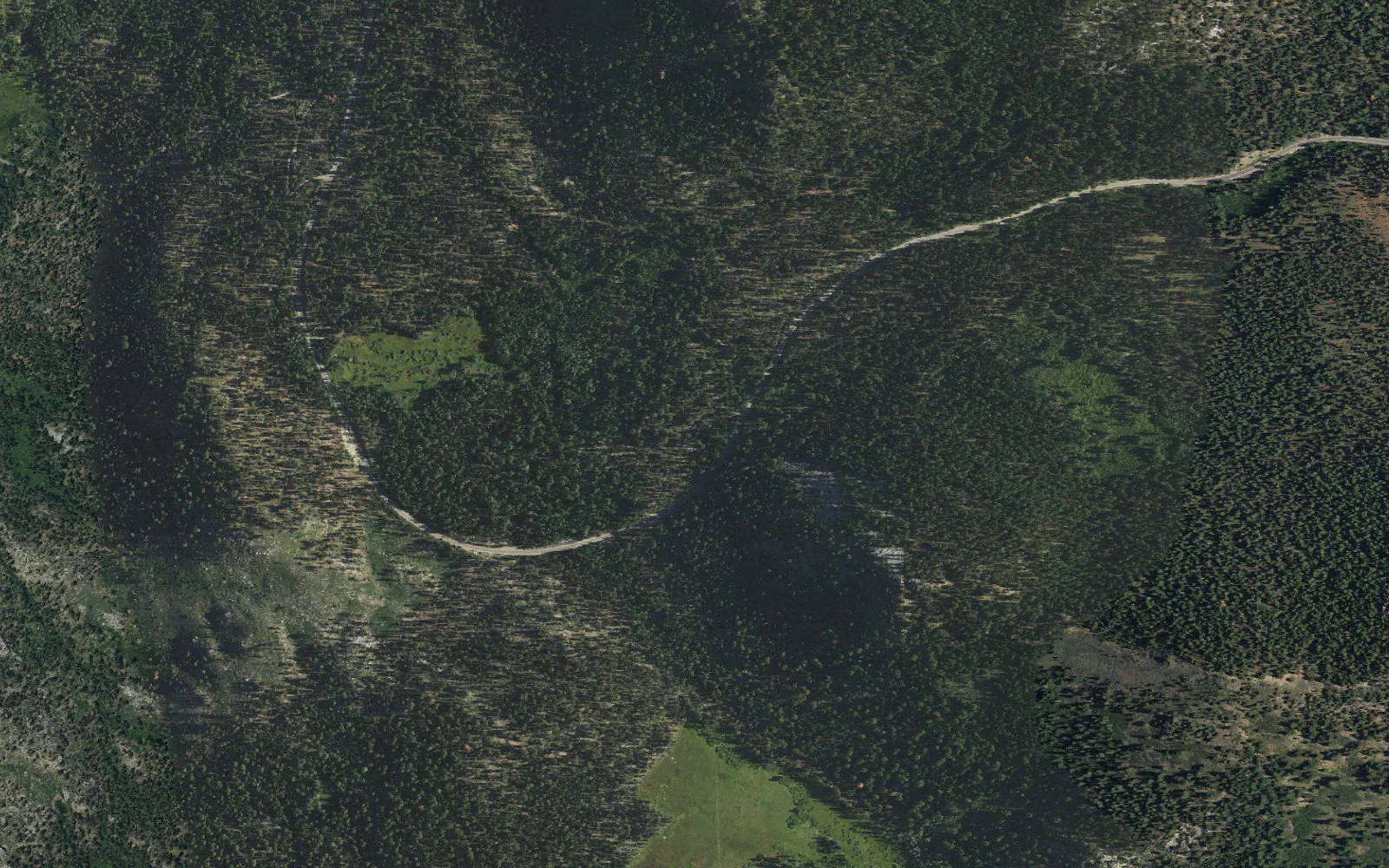 Aerial view centered on Big Meadow Trailhead