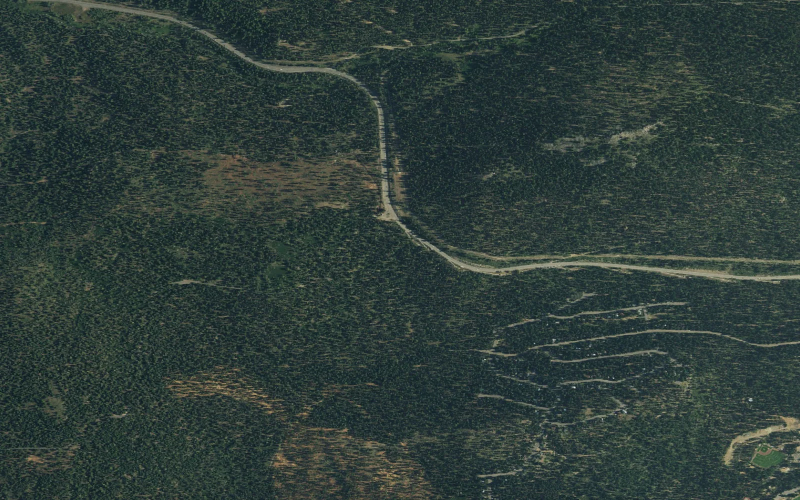 Aerial view centered on Brockway Summit Trailhead