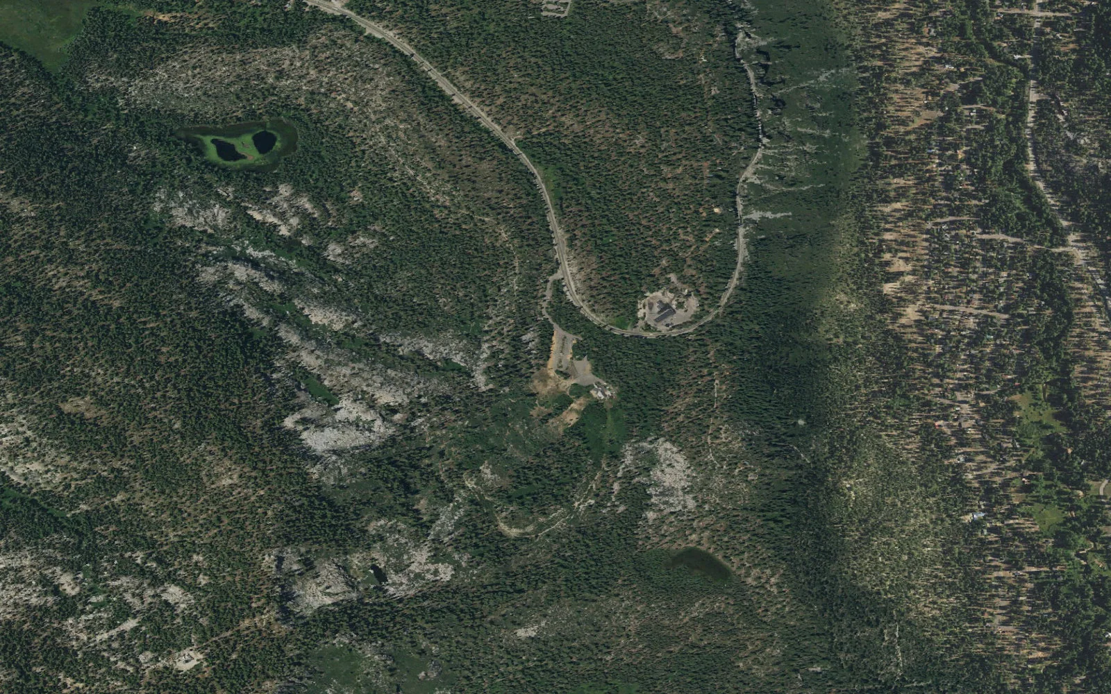 Aerial view centered on Echo Summit Trailhead