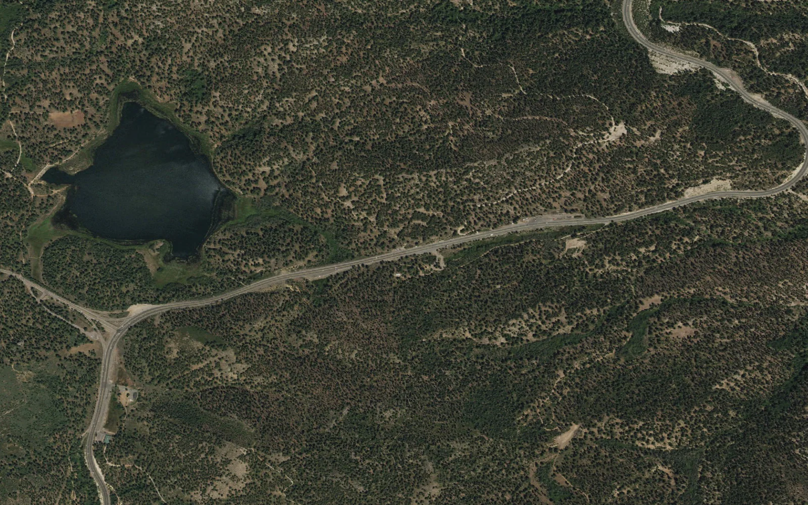 Aerial view centered on Spooner Summit Trailhead