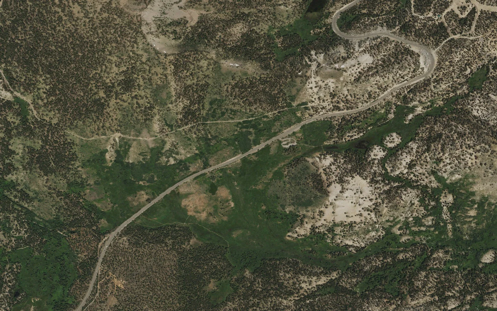 Aerial view centered on Tahoe Meadows Trailhead