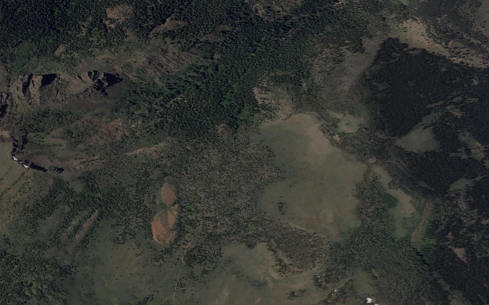 Aerial view centered on Bear Camp Flat Trailhead