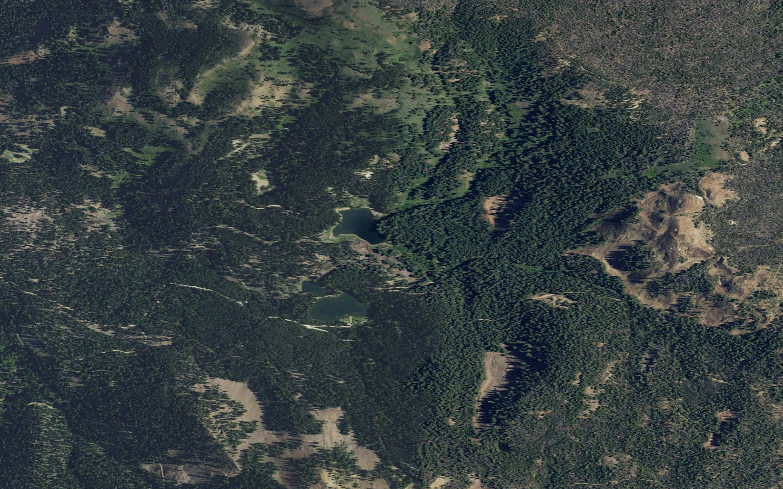 Aerial view centered on Cave Lake Trailhead