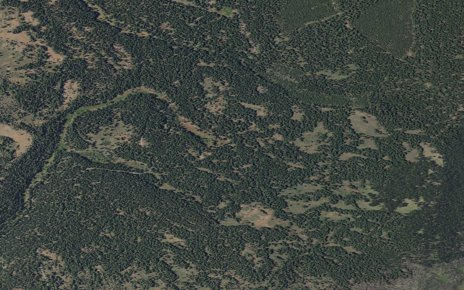 Aerial view centered on Slide Creek Trailhead