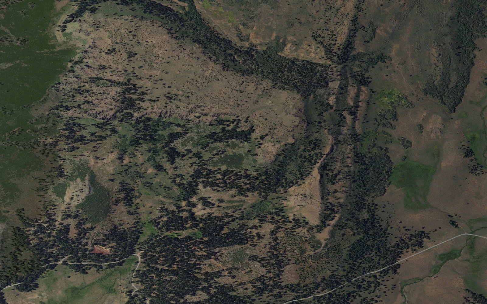 Aerial view centered on Summit Trail South Trailhead