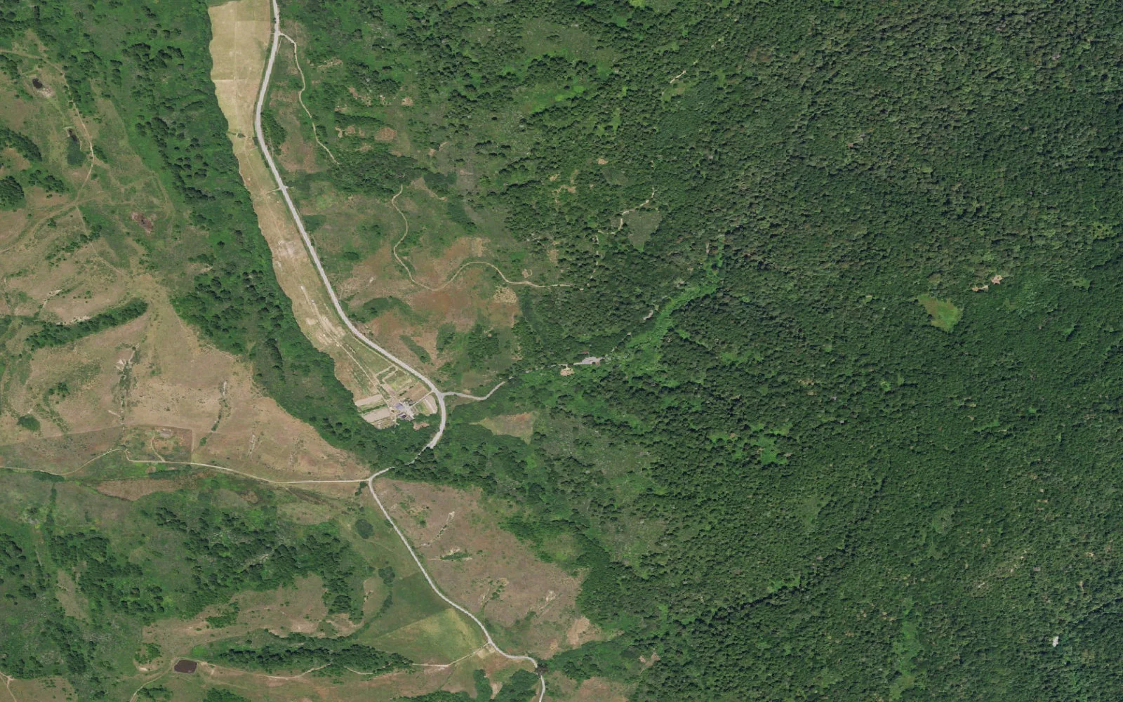 Aerial view centered on Butano Park Trailhead