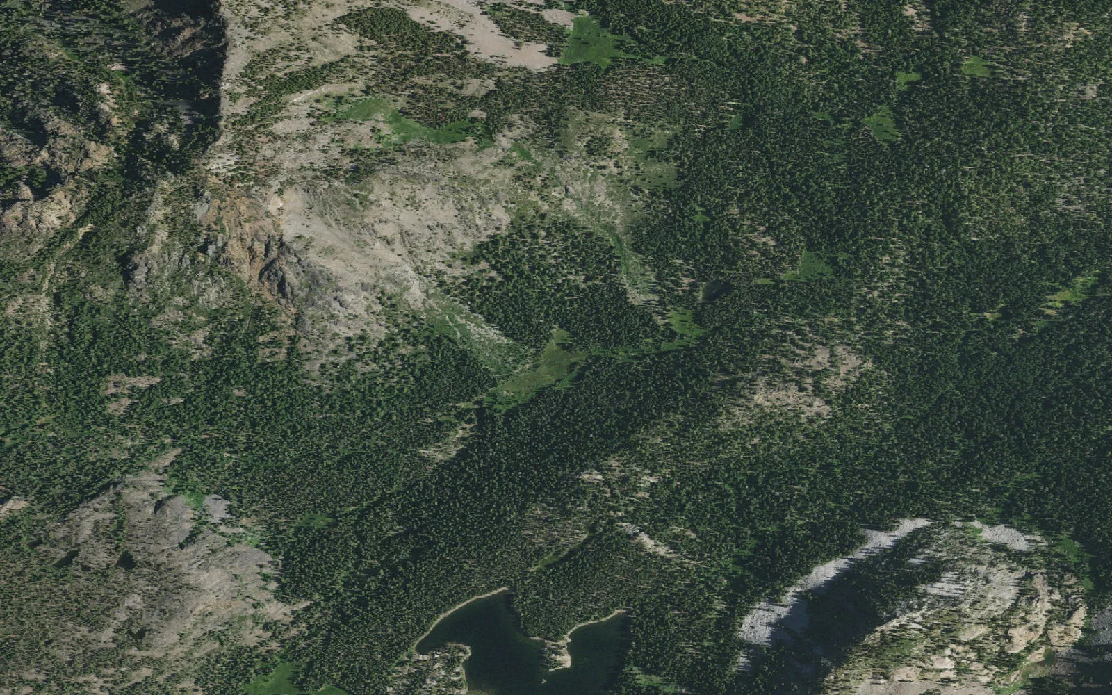 Aerial view centered on Campbell Lake camp area