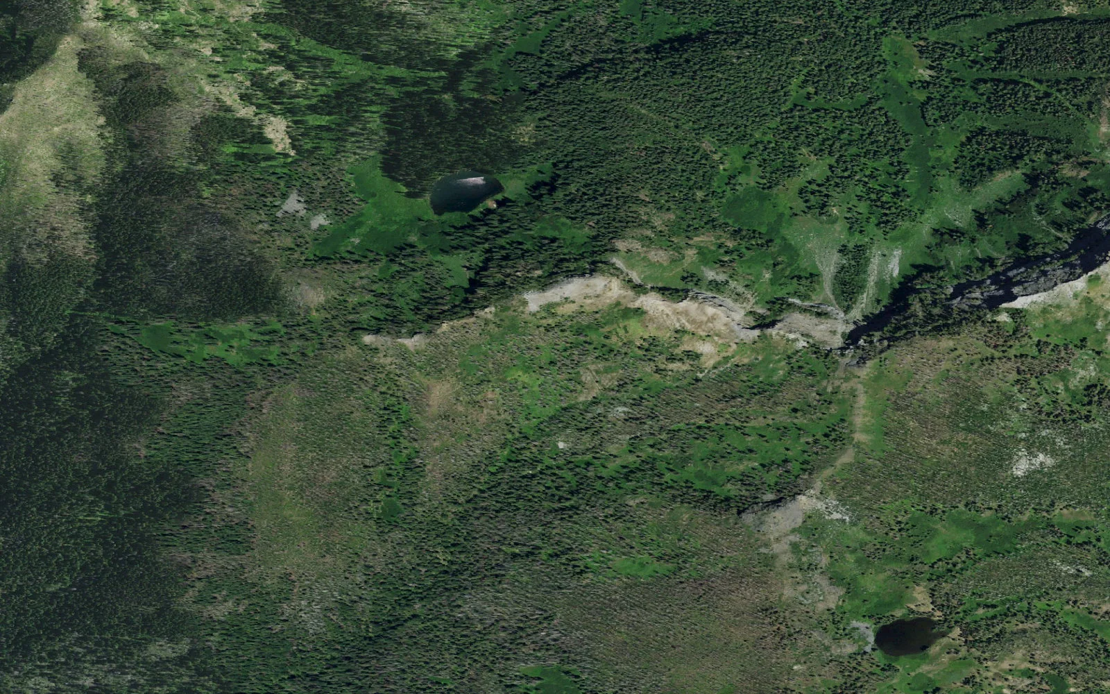 Aerial view centered on Haypress Meadow Complex camp area