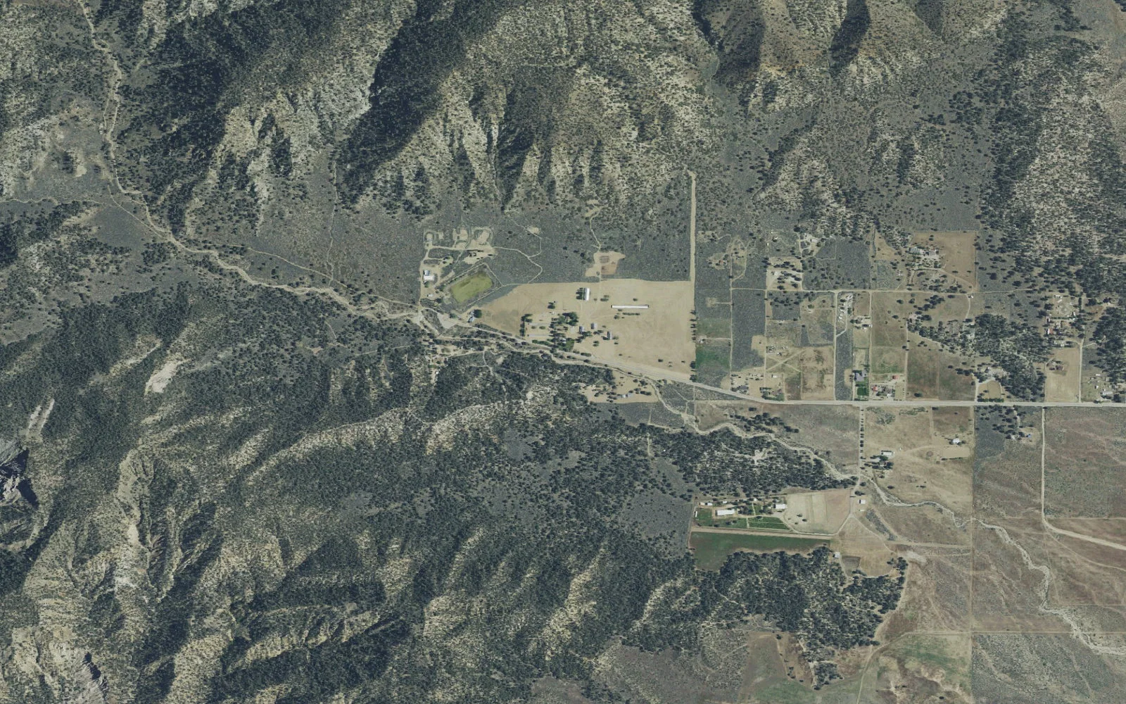 Aerial view centered on North Fork Lockwood Trailhead