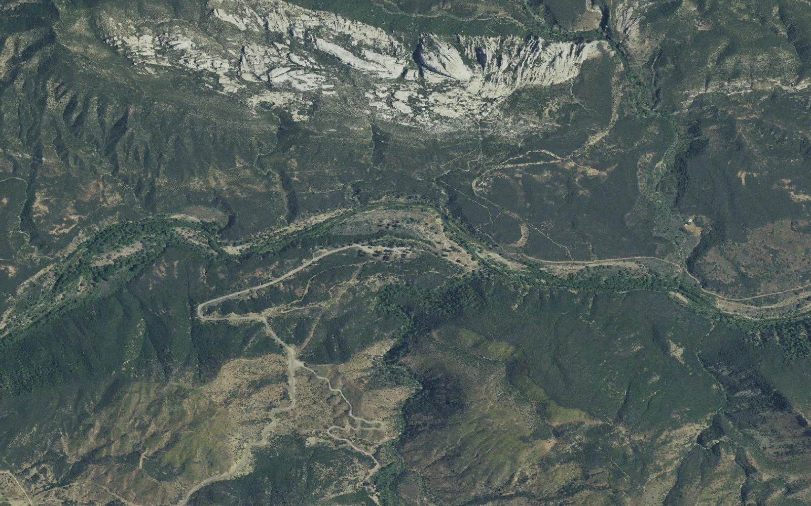 Aerial view centered on Reyes Creek Trailhead