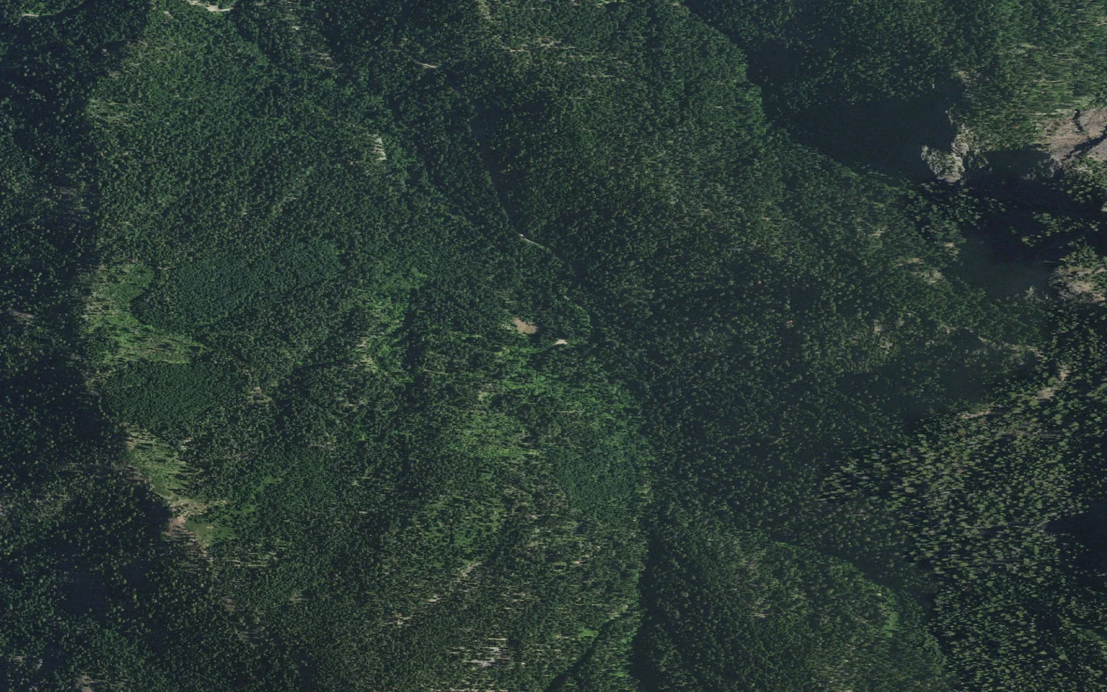 Aerial view centered on Boulder Creek Trailhead
