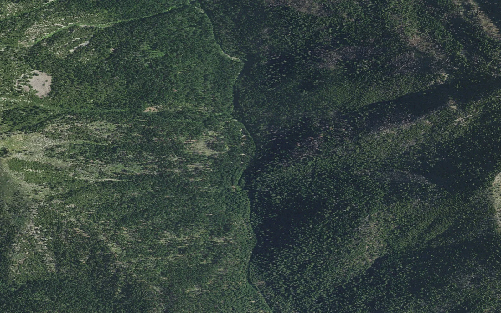 Aerial view centered on Mule Bridge Trailhead