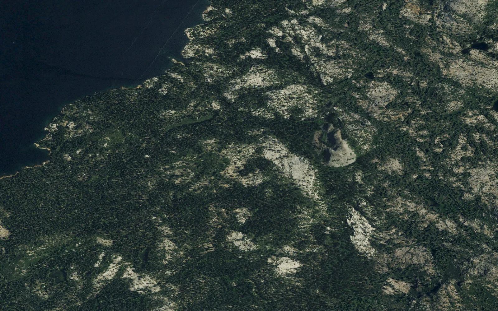 Aerial view centered on Brown Mountain camp area