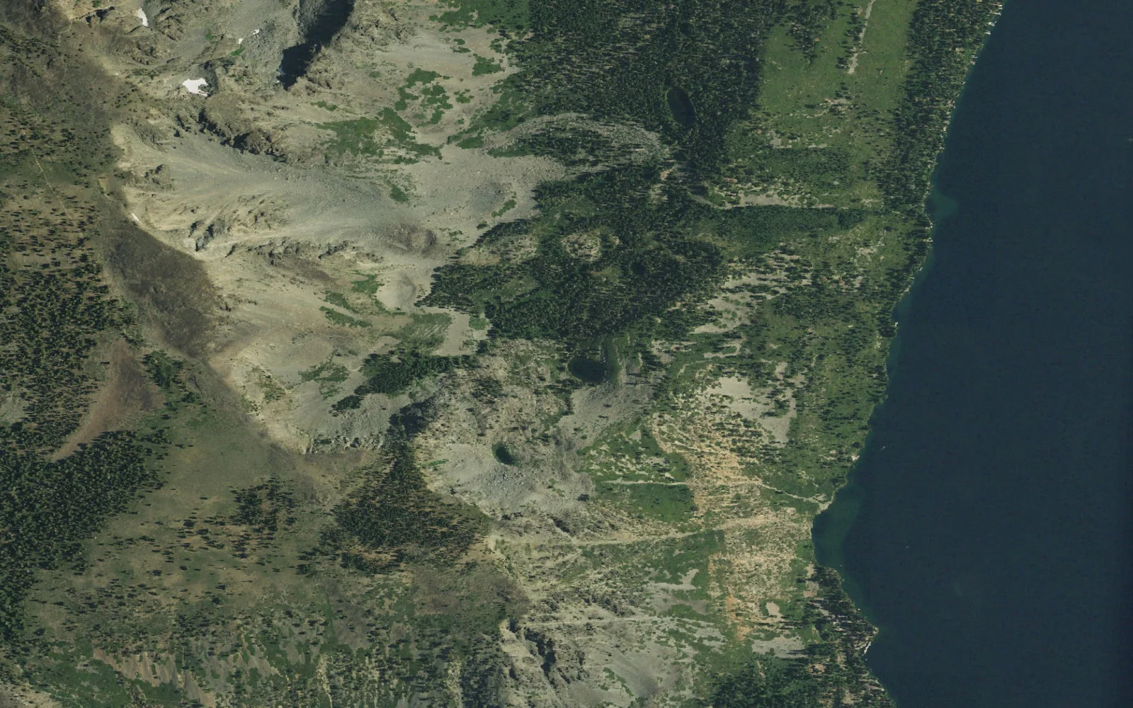 Aerial view centered on Cathedral camp area