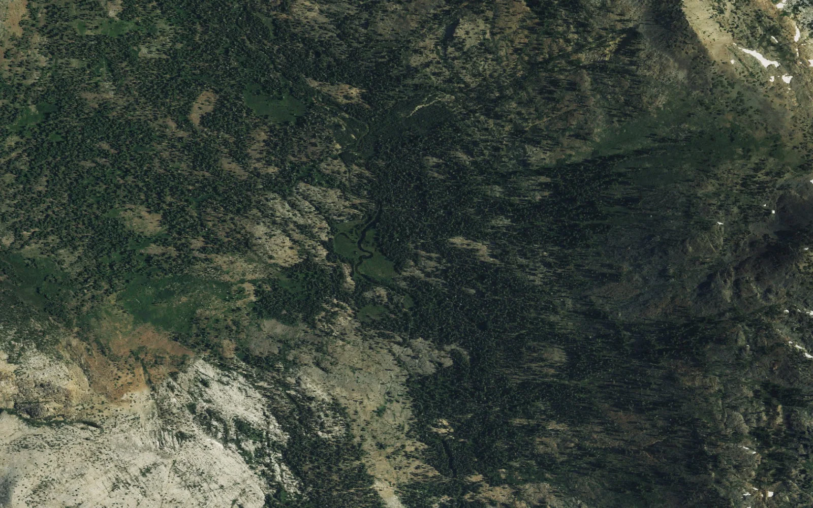 Aerial view centered on China Flat camp area